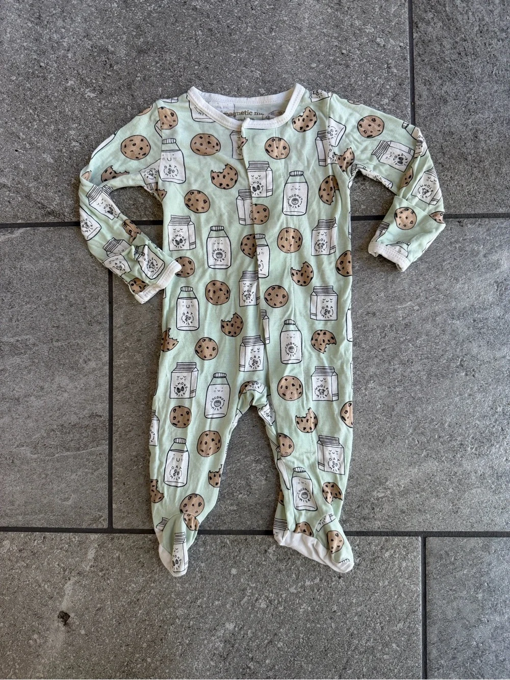 Magnetic Me Legendairy Green Cookies and Milk Print Onesie Sleeper, Newborn